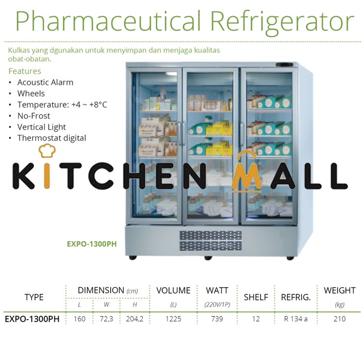 GEA EXPO-1300PH PHARMACEUTICAL REFRIGERATOR - KULKAS OBAT FARMASI - SHOWCASE PENYIMPANAN OBAT