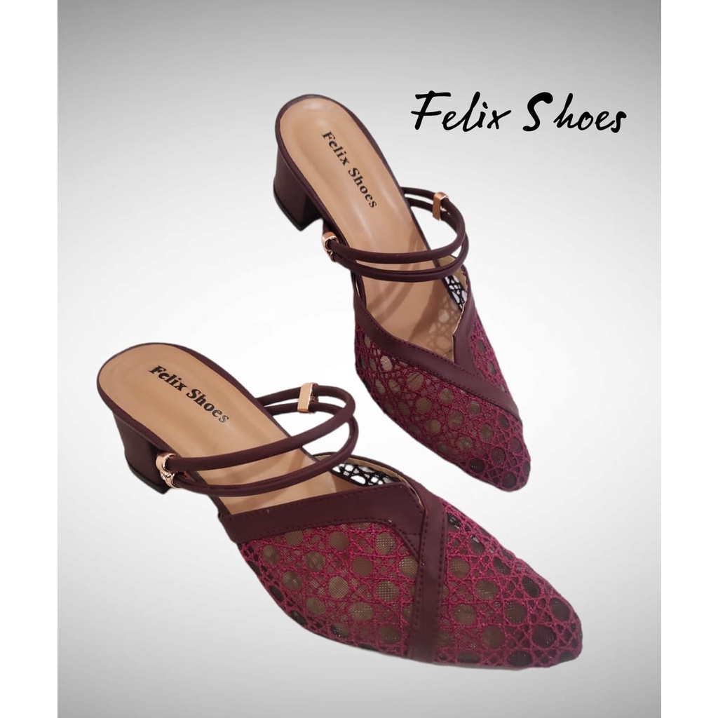 HEELS ANDIEN HAK CHUNKY BAHAN BRUKAT CANTIK DR-08
