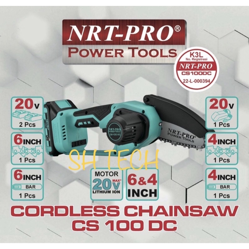 MINI CHAINSAW NRT PRO CS 100 DC CS100 GERGAJI POHON BATRE SENSO BATTERY