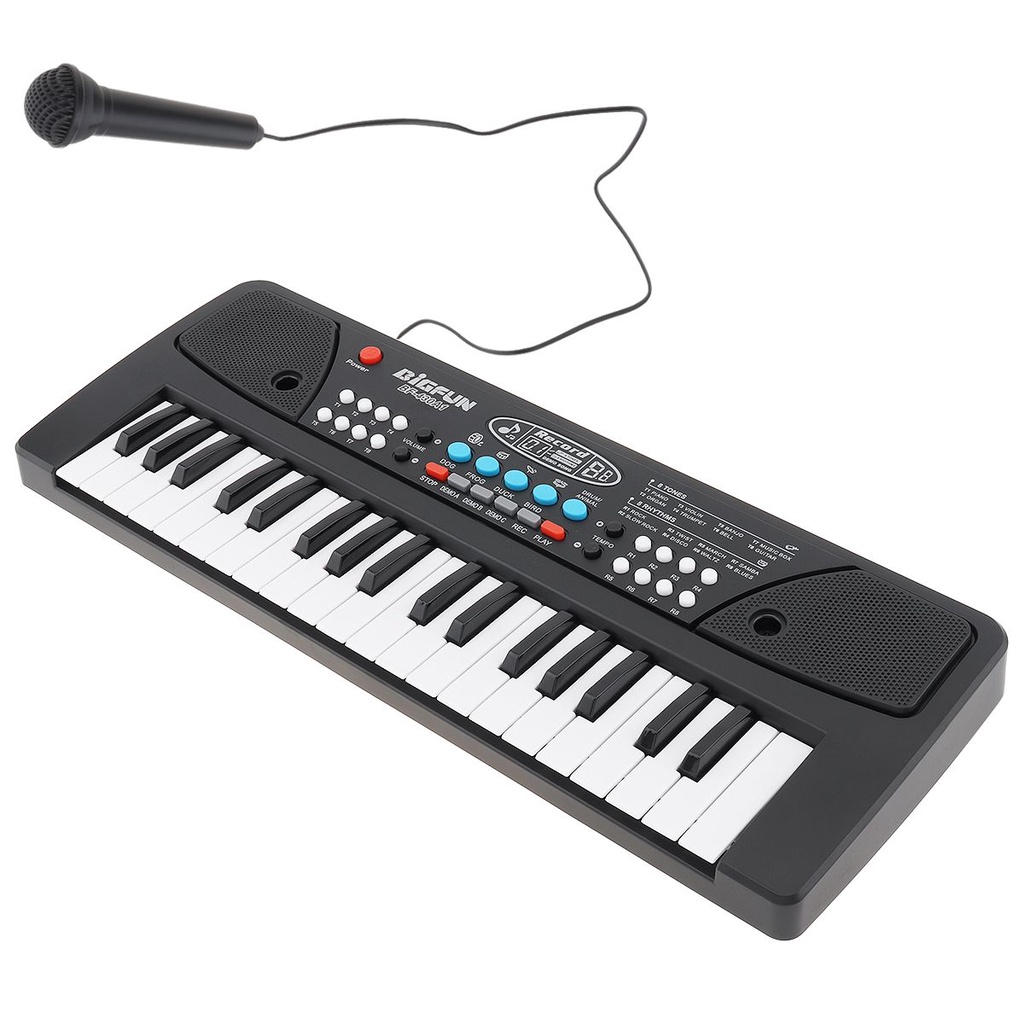 Keyboard Piano Elektronik Digital Warna Hitam Dengan Mikrofon 37 Kunci
