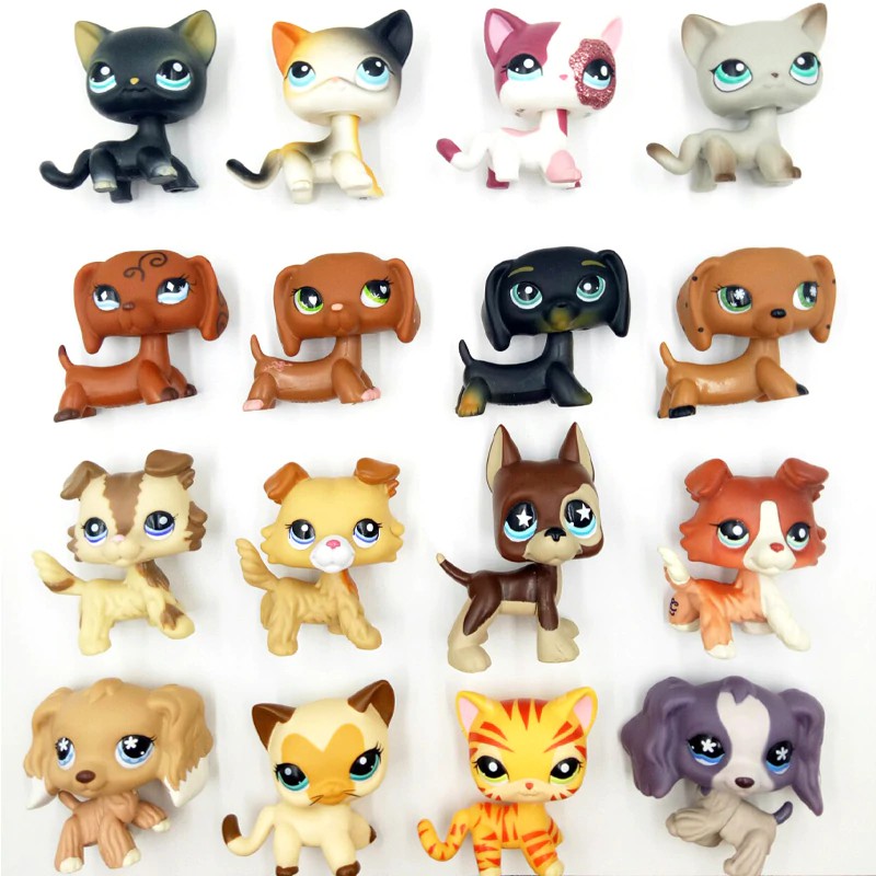 [PO] pet shop lps toys cat standing rare littlest dog collie cocker spaniel great dane dachshund