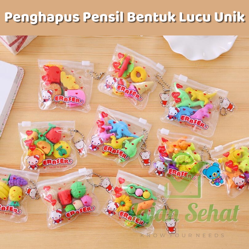 Penghapus Pensil Bentuk Lucu Unik