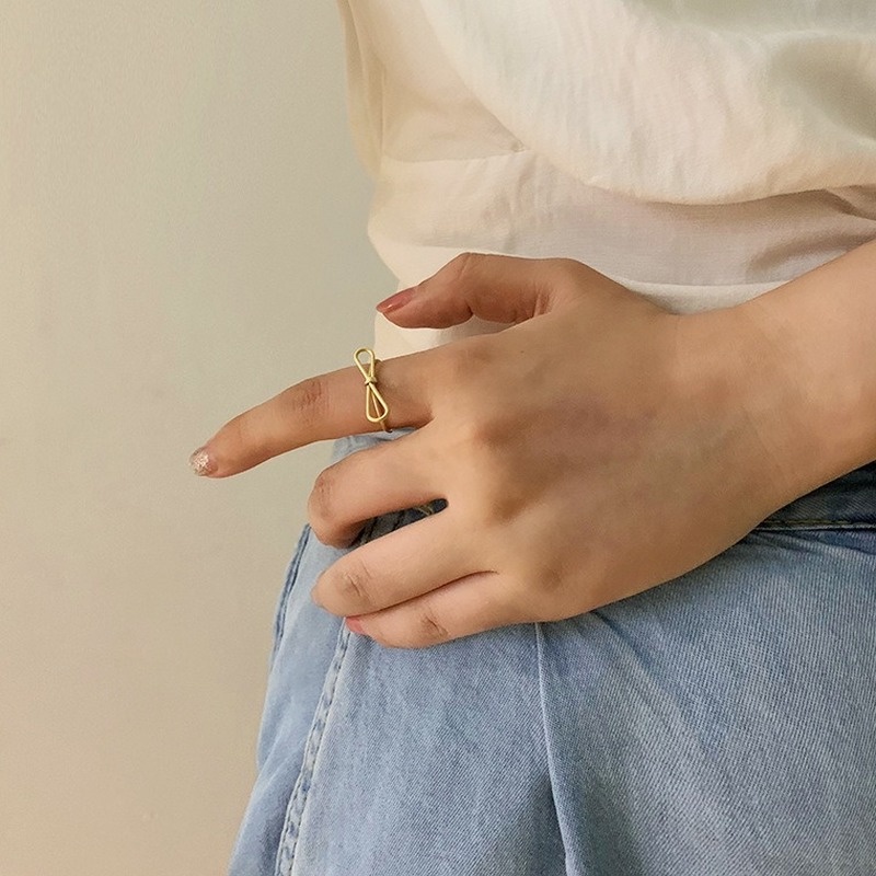 Perhiasan Cincin Jari Telunjuk Model Terbuka Dapat Disesuaikan Gaya Korea Untuk Hadiah Wanita