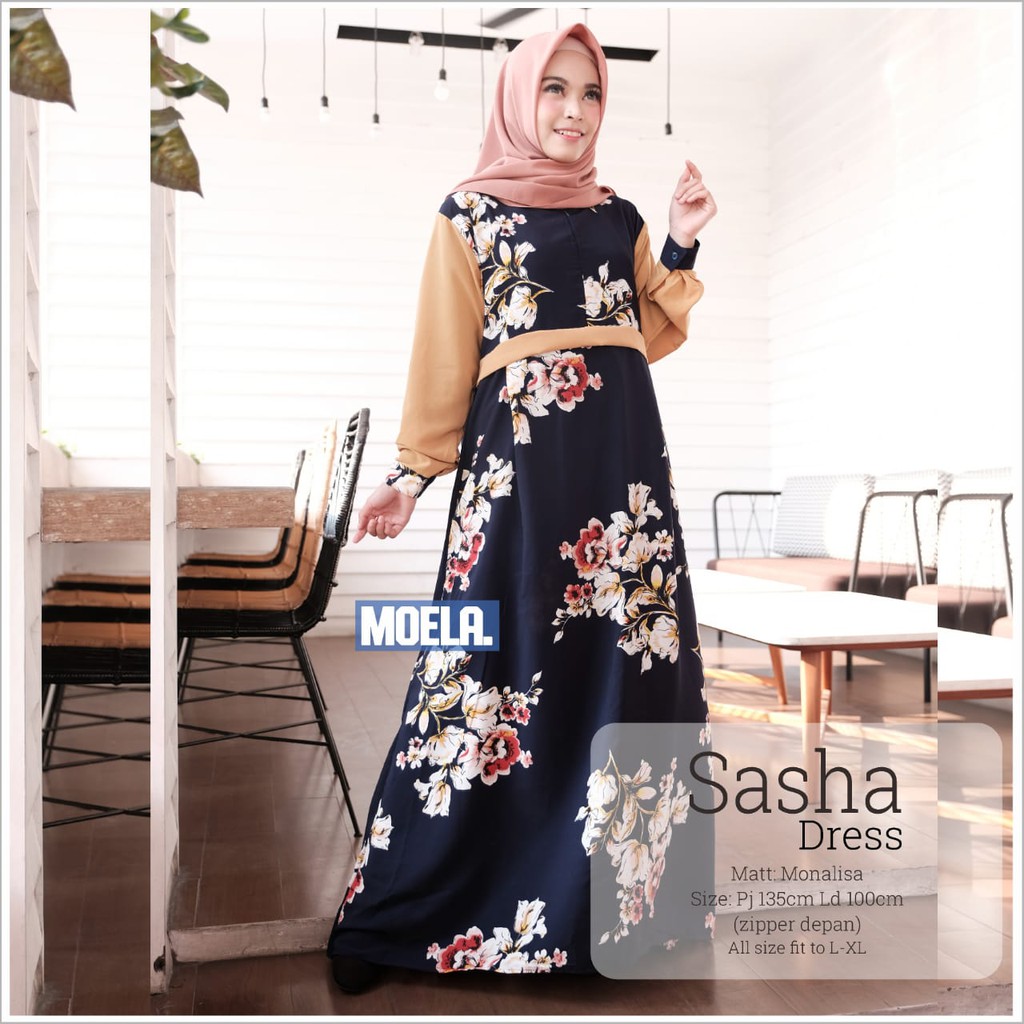 (REAL PICTURE) SASHA DRESS ORI MOELA MORIST FASHION KOREA PAKAIAN CEWEK REMAJA KEKINIAN MOTIF BUNGA