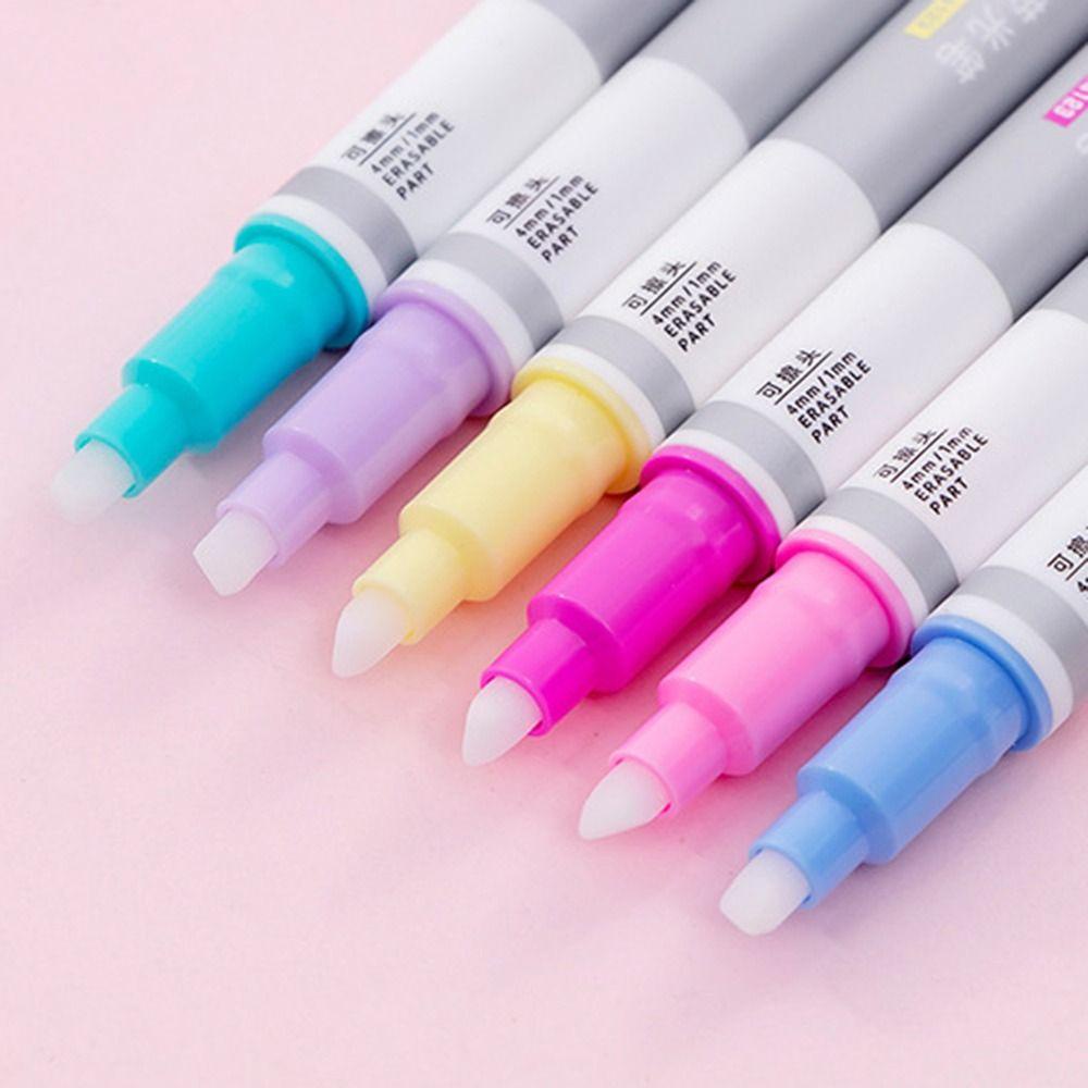 R-flower 6PCS/Set Stabilo Pen Set Good-looking Permen Warna Graffiti Dihapus Stabilo Alat Tulis Pena Warna Kepala Ganda