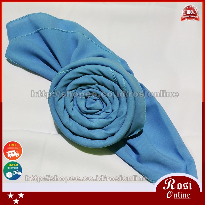 Pashmina Jumbo Syari Wolfis Italiano 200x75 Ala Sabyan Malay Crepe Stretch Polos-Biru Muda