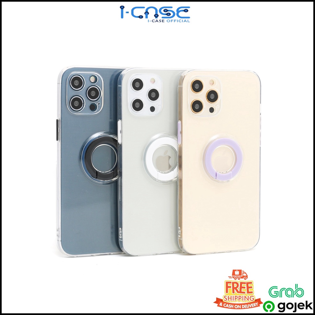 Soft Case iRing Stand Clear Lens Cover (1) iPhone 7 8 SE 7+ 8+ X XR XS 11 12 13 Mini Pro Max