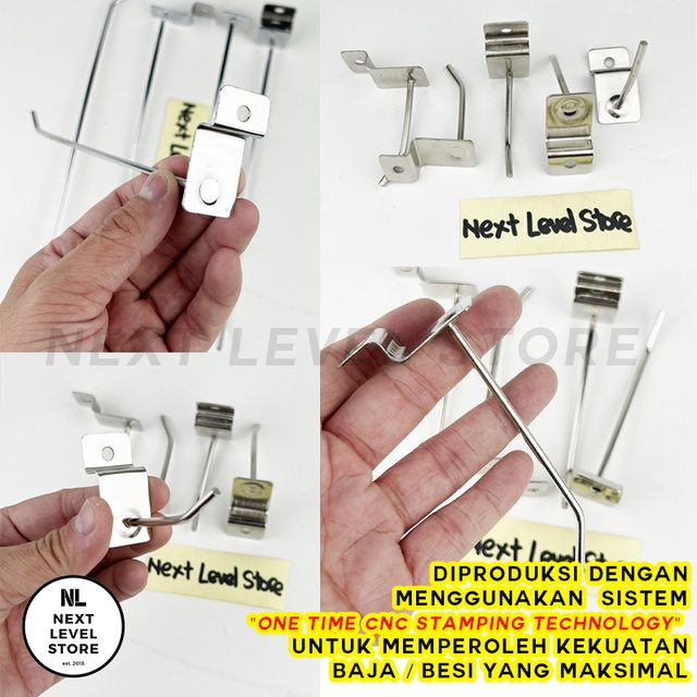 Slatwall Hook Cantolan 15 CM TEBAL 3,5mm Stainless Slat Slot Wall Jepit Gantungan Rak Display Aksesoris