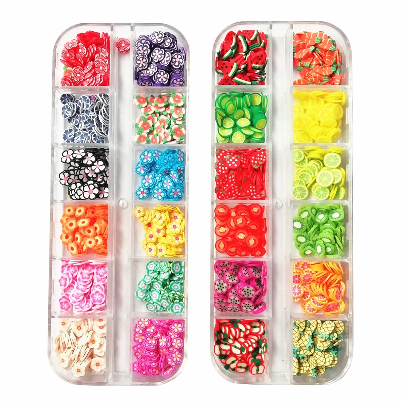 12kisi 3D Plastik Bunga Buah Kuku Dekorasi DIY Nail Art Tips Manicure Polish Decor Aksesoris