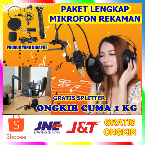 Alat Rekaman Musik Streaming Game Vlogging Podcast Taffware BM-800 Paket Smule Professional Condense