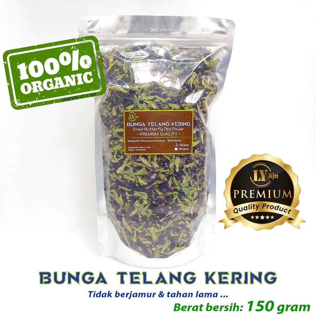 Teh Bunga Telang Kering 250 gram LY Aja Butterfly Pea Organik Tumpuk Premium gr