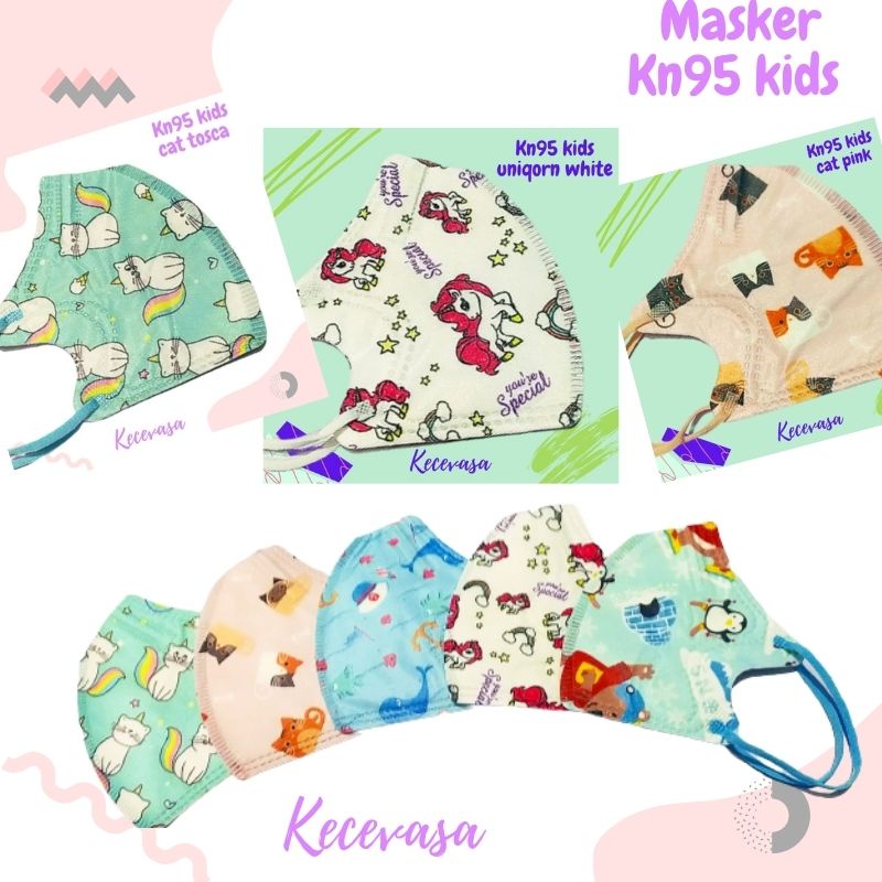 MASKER ANAK KN95 5 PLY KARAKTER COWOK CEWEK MIX MOTIF PRINT DINO IKAN PRINCES KITTY UNIQORN BTS MY M