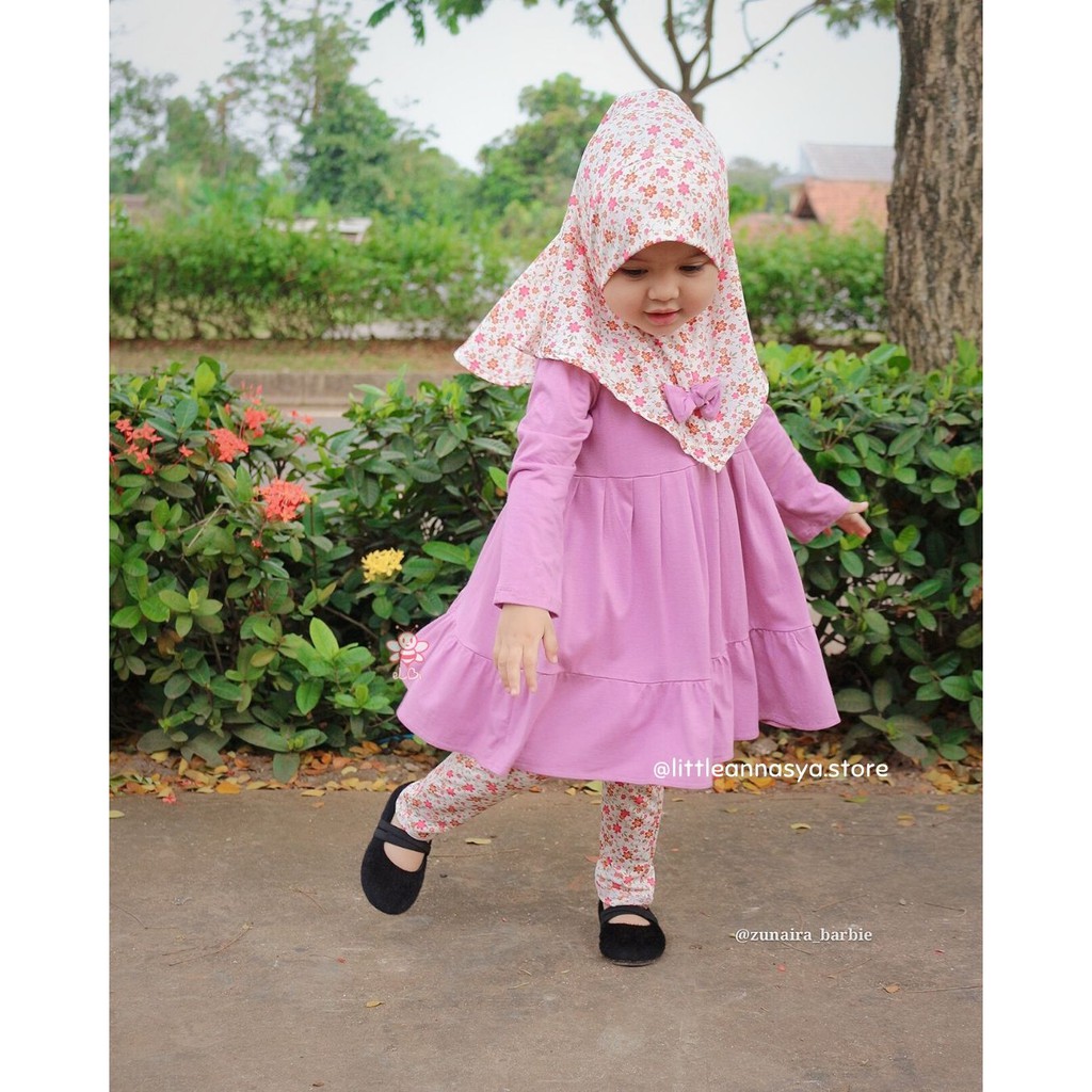 Baju Muslim Anak Rayon/ Baju Muslim Anak Perempuan 1 Tahun Nayla / Baju Gamis Anak Perempuan