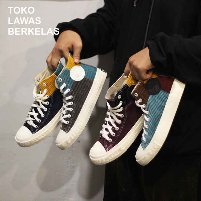 SEPATU WARRIOR RAINBOW TRISTAN CORDUROY NAVY MAROON TOSCA GREY - SEPATU WARRIOR CORDUROY
