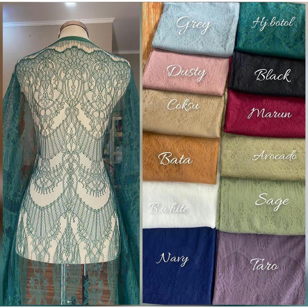 (TERBARU) Bakal Kain Bahan Kebaya Payet Brokat Brukat Chantilly Lembut Semi france santili Bahan keb