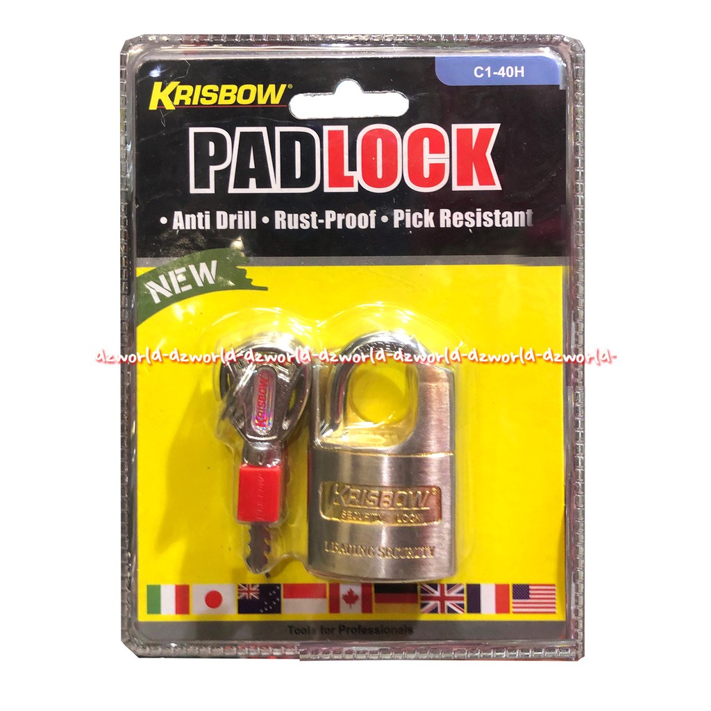 Krisbow Padlock C1-40 Panti Drill Rust Proof Gembok Tahan Karat Kris Bow Pad Lock Lok Padlocks C140