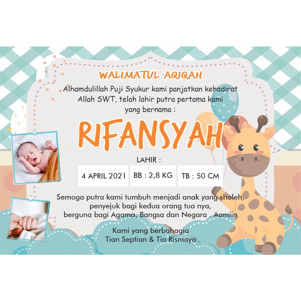 kartu aqiqah berinama kelahiran