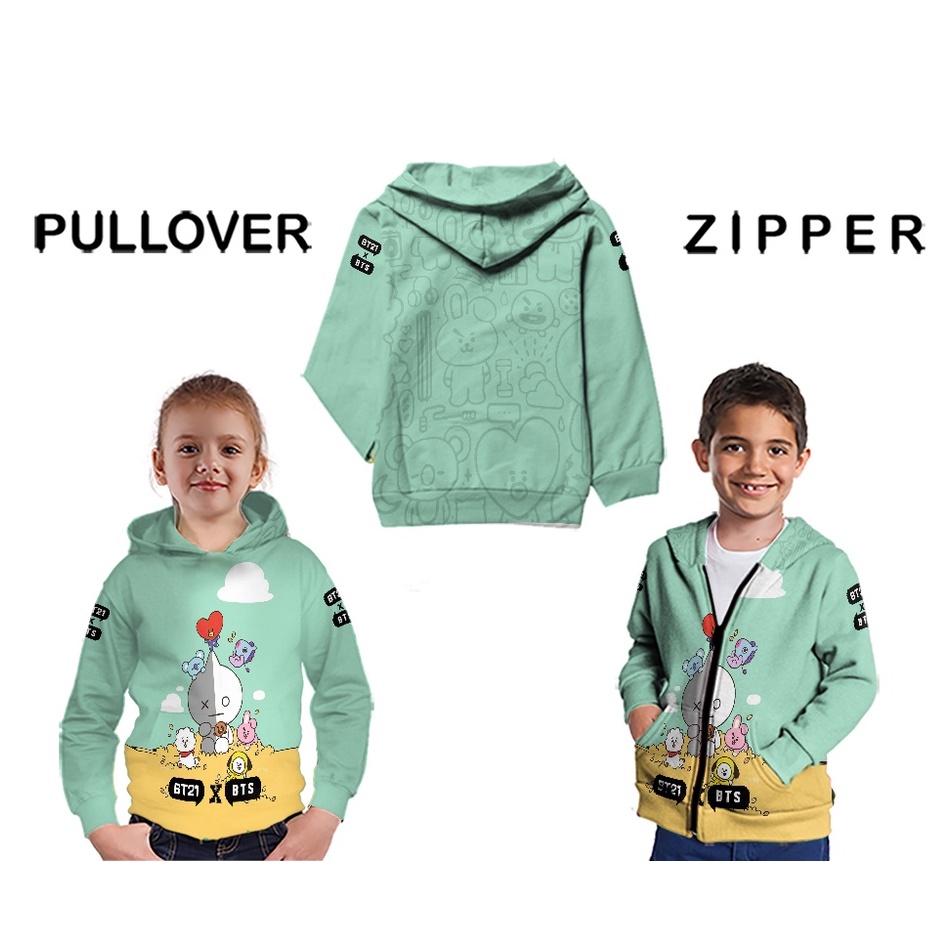 BT21 X BTS Sweater Hoodie Anak fullprint free name