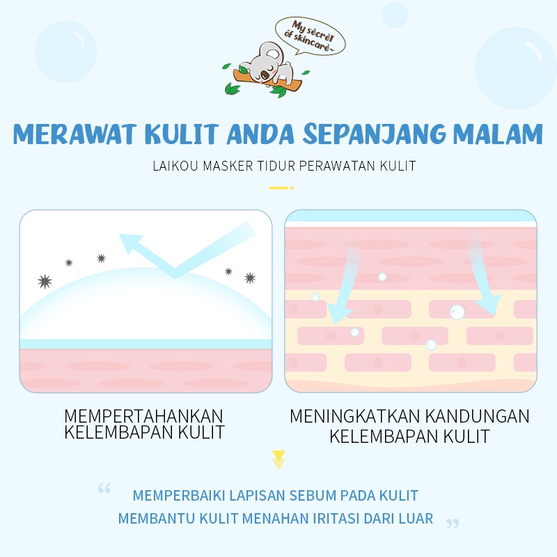 LAIKO Krim Malam Meremajakan Kulit Sleeping Mask Menghaluskan Anti Penuaan 3g