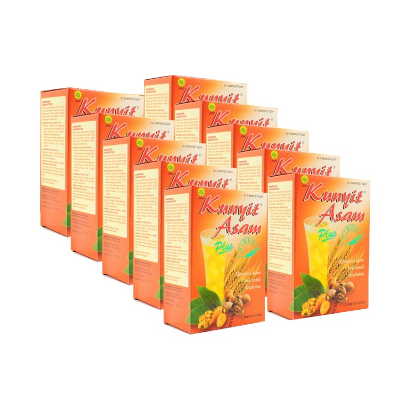 Minuman Kesehatan Bubuk Instan Jamu Kunyit Asam Plus Fiber Sidomuncul 10 Box 50 Sachet Indonesia