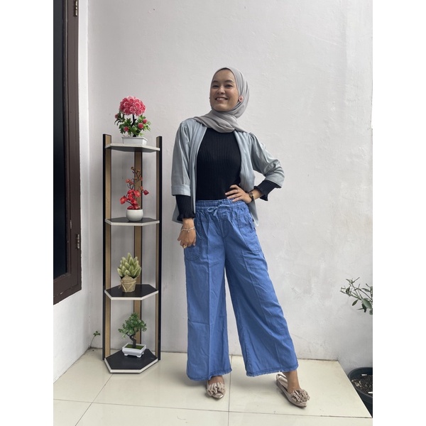 celana kulot jeans rawis bawah