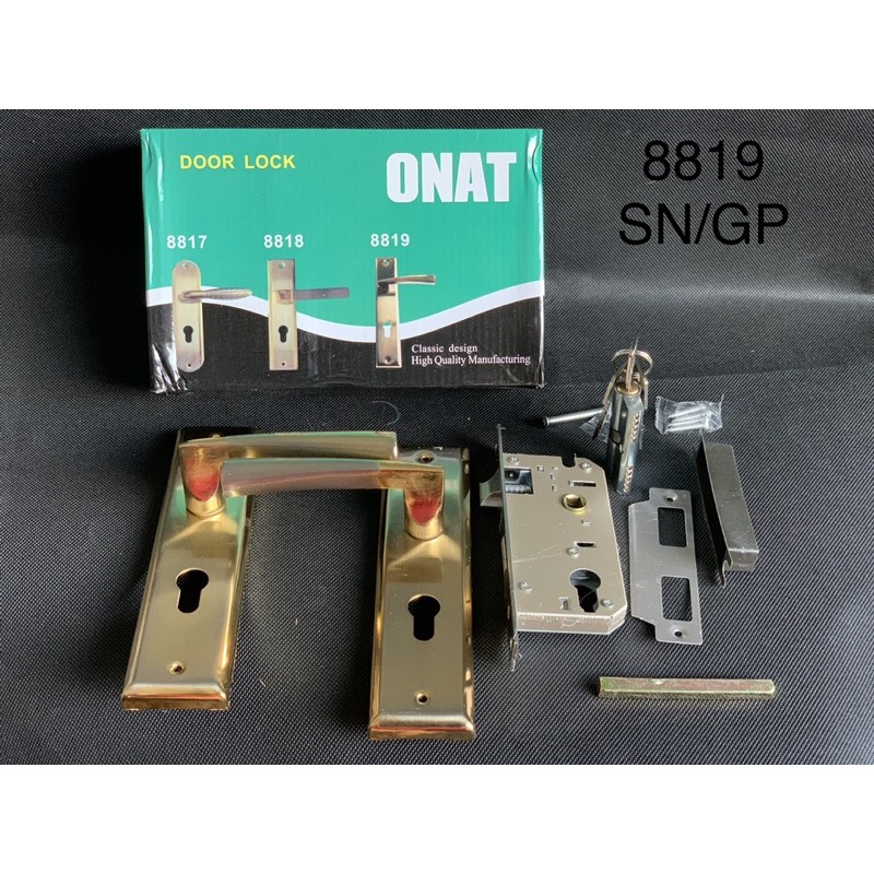 Kunci Pintu Tanggung Silinder Onat Plat l Gagang Rumah l Handle Full Set