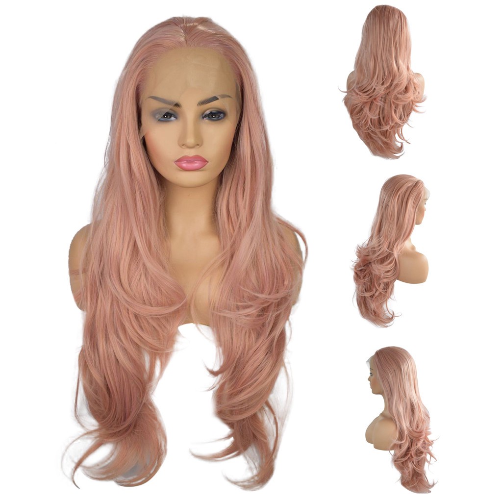 Curly Wig Glueless Full Lace Wigs Pink Women Indian Remy Human