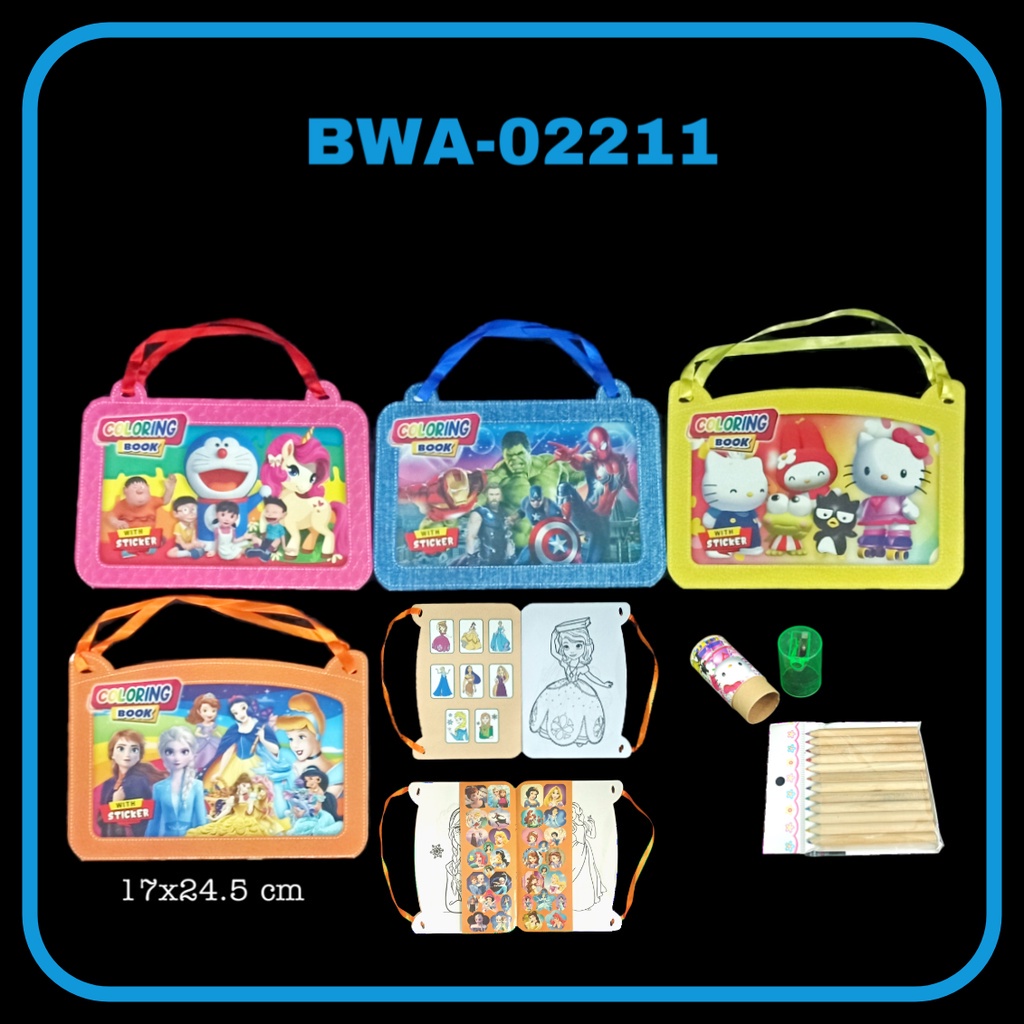 

MJ Buku Mewarnai Tanggung Tenteng Sticker + Pensil/Spidol Warna / Buku Mewarnai Anak / Buku Anak