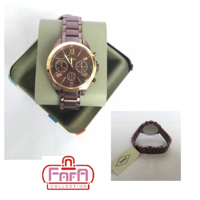 FOSSIL MODERN COURIER MIDSIZE CHRONOGRAPH WINE STAINLESS STEEL WATCH