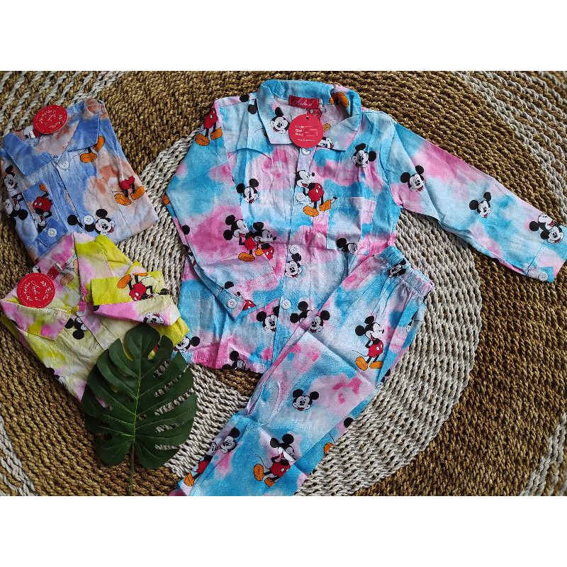 PIYAMA TIE DYE MICKY MOUSE PIYAMA TIE DYE ANAK KONVEKSI BAJU ANAK