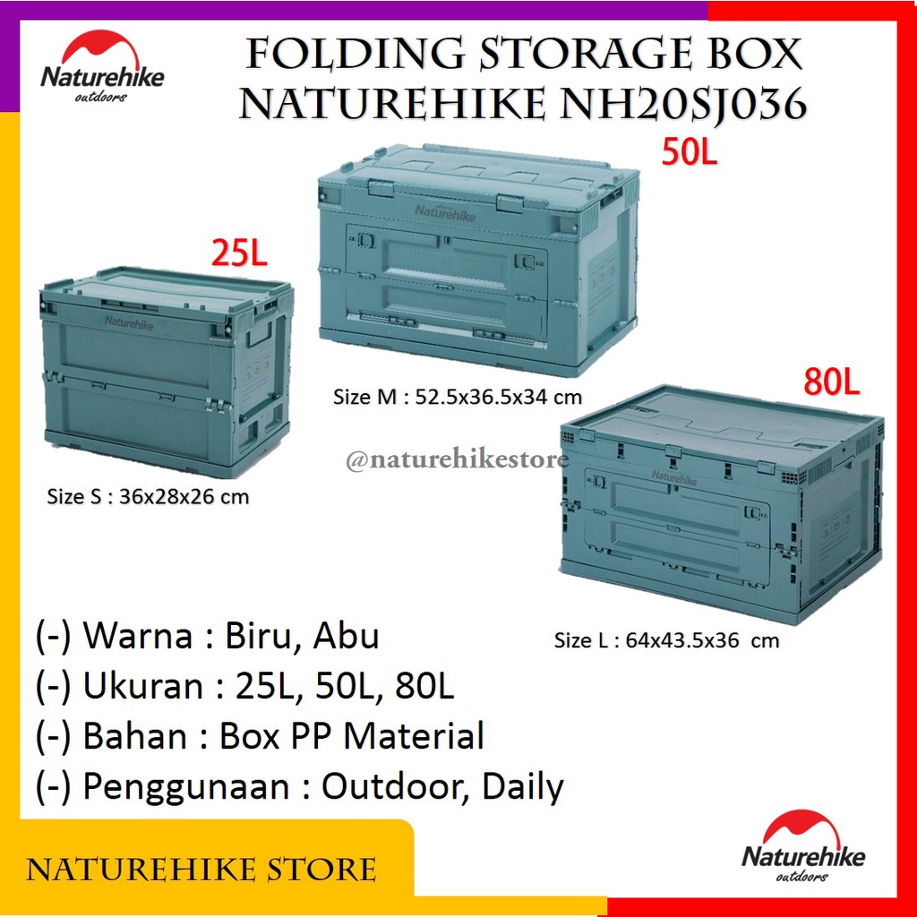 Folding Storage Box Kotak Penyimpanan Lipat Praktis Outdoor Perkakas Organizer Naturehike NH20SJ036