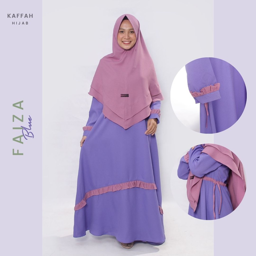 Kaffah Hijab | Set Gamis Jilbab Syari | Faiza Blue