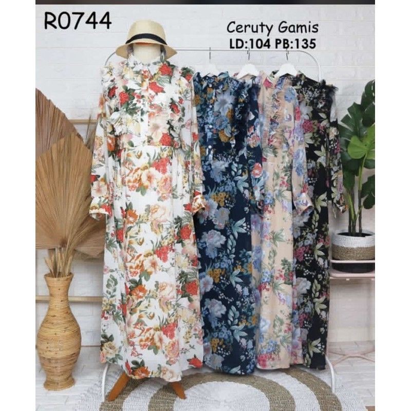 gamis ceruty/gamis Vanessa/gamis bunga/Korean style/Korean look