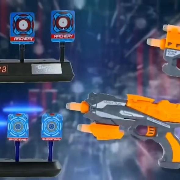 Mainan Anak Pistol Nerf Soft Bullet Gun & Papan Target Otomatis 999-3 Terbaru