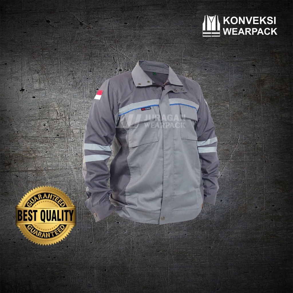 Wearpack Safety Semi Jaket Warna Abu Muda Kombinasi Abu Tua