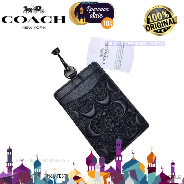 

(SPECIAL RAMADAN) COACH LANYARD ID SIGNATURE EMBOSSED BLACK LEATHER