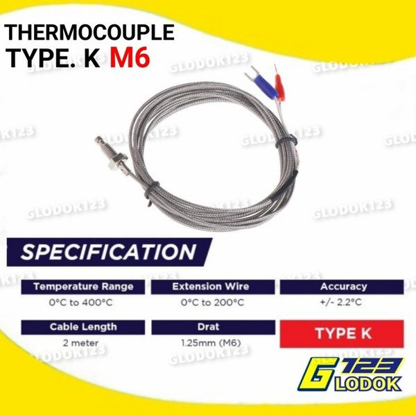 Thermocouple K Temperature Probe Sensor Suhu Temperatur Thermostat M6