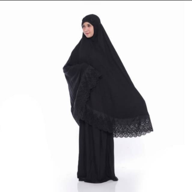 MUKENA RAYON SITI KHADIJAH RAYON HITAM PREMIUM