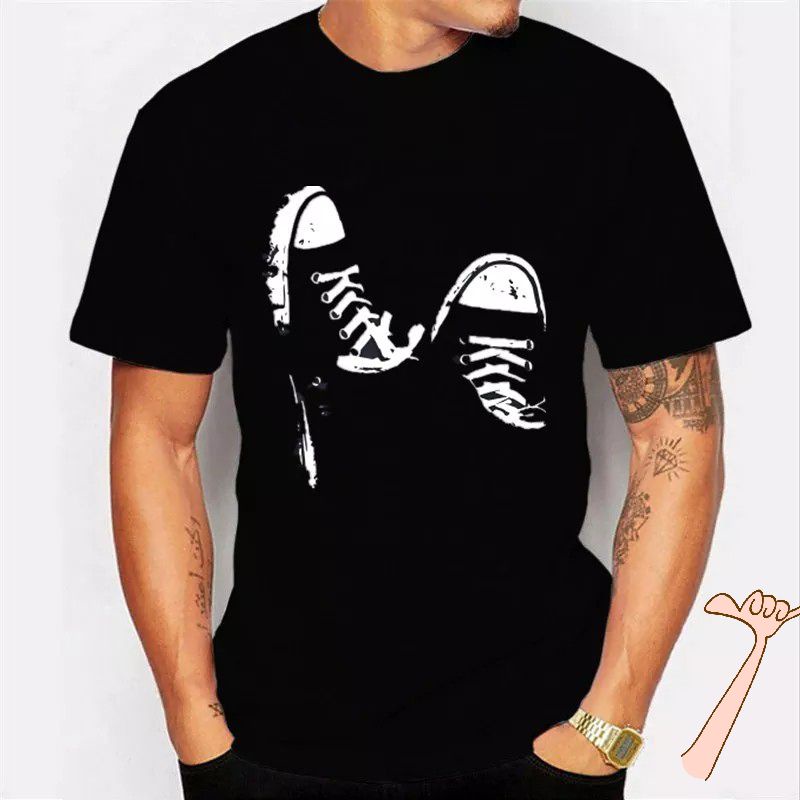 Kaos Oblong Pria DOUBLE SEPATU Kaos Pria Lengan Pendek Cotton Combed