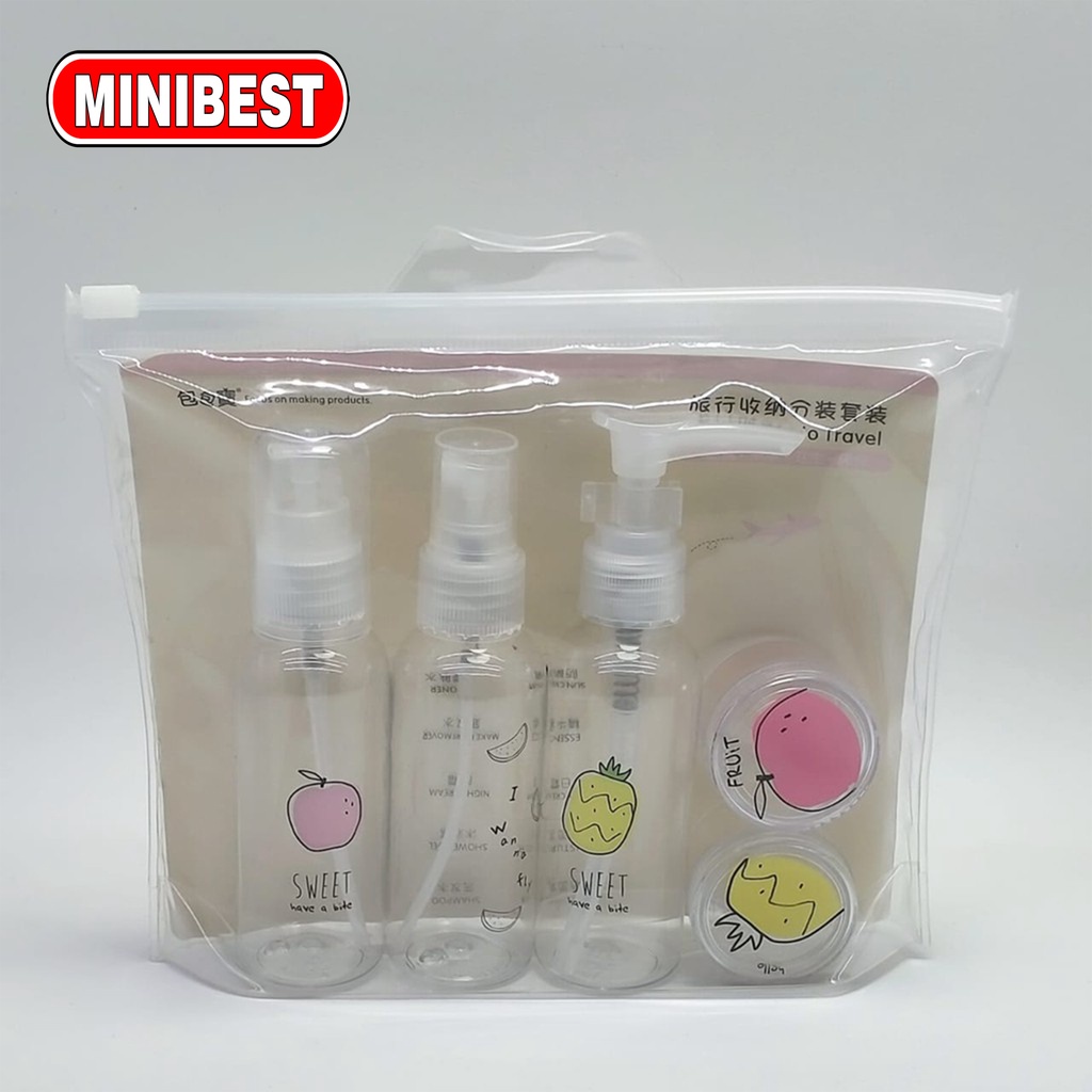 7in1 Travel Toiletries Kit 7 In 1 Set Isi 7 Botol Plastik Kosong / Kosmetik Spray Mini Kecil K310