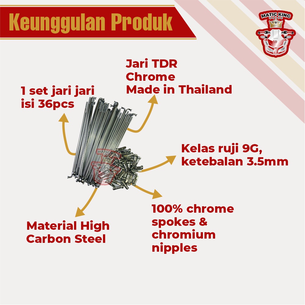 Jari jari Ruji jarijari TDR chrome ring 17 14 18 ukuran 89  121 130 154 159 164 172 184