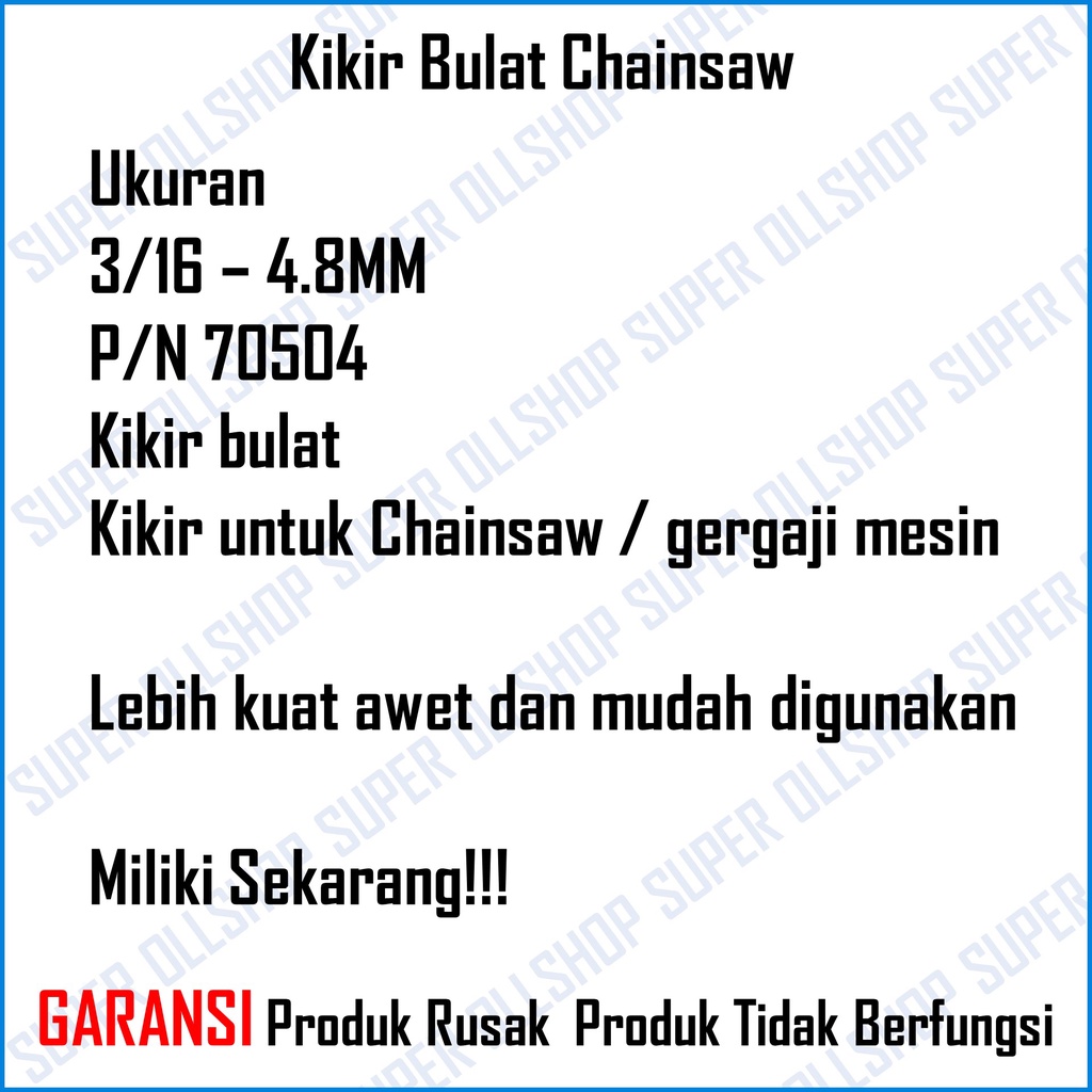 Kikir Bulat CHAINSAW Gergaji Senso 4,8x200mm 4.8x20cm Kikir Rantai CHAINSAW Senso