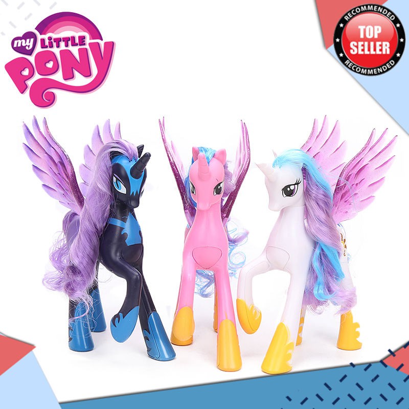 Action Figure Import 22 Cm My Little Pony Mainan Princess Luna Glitter Rainbow Dash Putri Cadance Pv