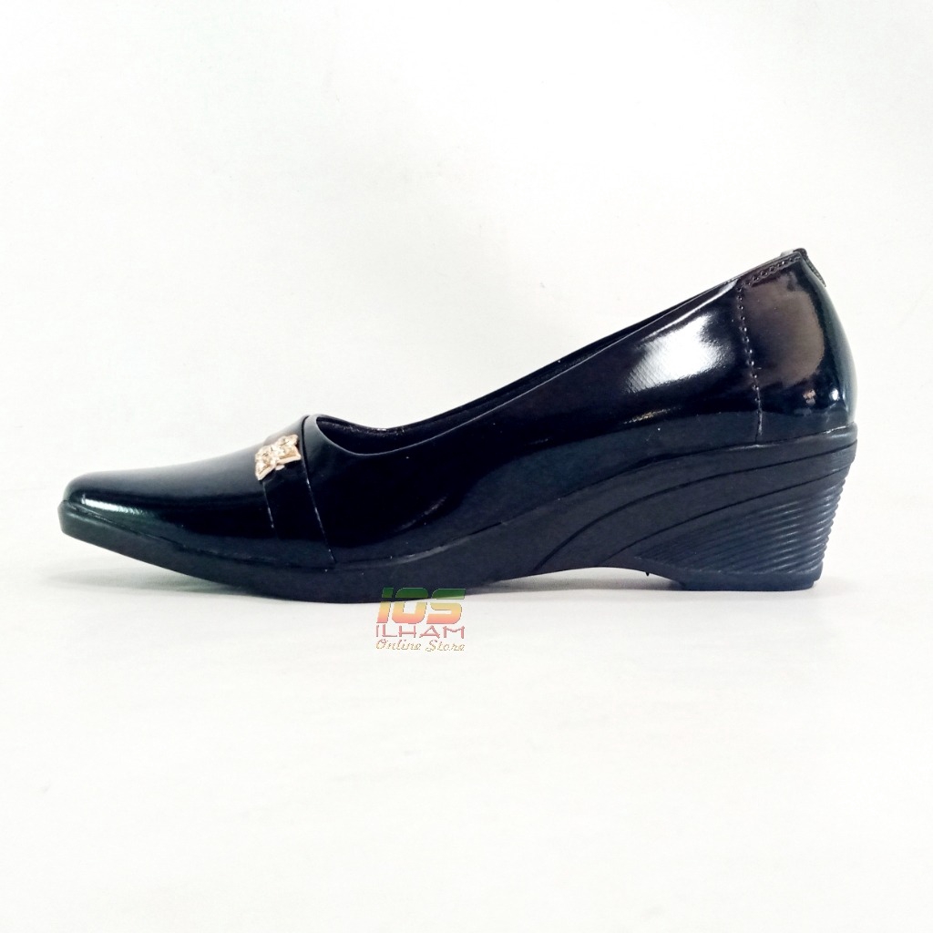 Kickers GL.11 Sepatu Pantofel Wanita Kilap Hak 5cm Size 36-41 Hitam