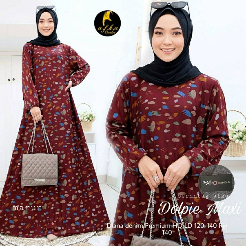 Dolpie Maxi, MAXI DRESS/GAMIS JUMBO WANITA CANTIK BAHAN DIANA DENIM PREMIUMD 120-140 TERJUMBO OOTD KEKINIAN TERLARIS