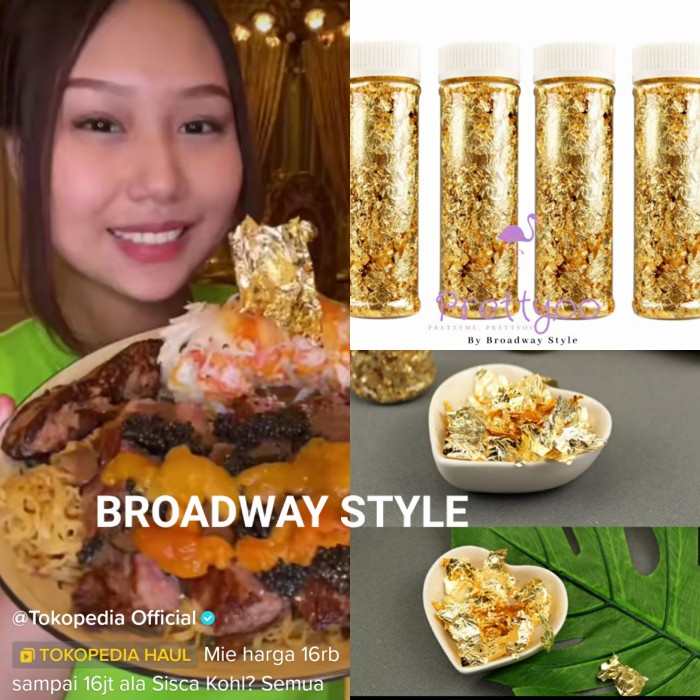 

Ht6362D Edible Gold Leaf Jumbo Botol / Gold Sheet Leaf Paper Kertas - Gold Ht5