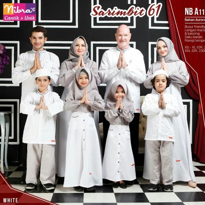 Baju Muslim Sarimbit Keluarga Nibras Family 61 Putih Setelan Couple