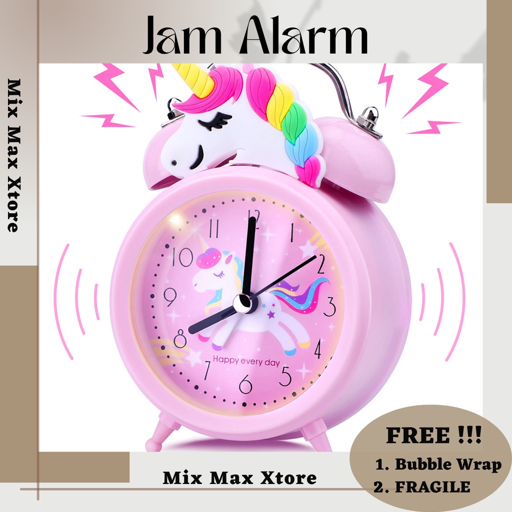 Jam Alarm Model Classic Unicorn Jam weker - Pink / Jam Beker / Jam Meja / Jam Beker Kring / Jam weker Kring