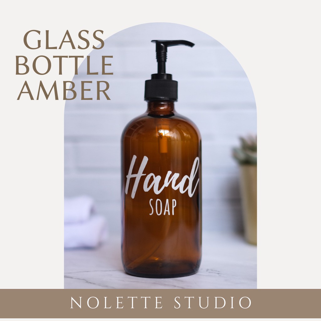BOTOL SABUN PUMP KACA 500 ML AMBER BROWN NOLETTE