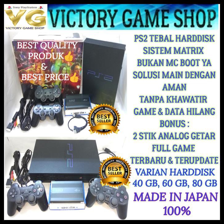 PS2 PS 2 FAT SONY PLAYSTATION 2 + HARDDISK HDD + 2 STIK ANALOG KOMPLIT - Empat Puluh GB PROMO